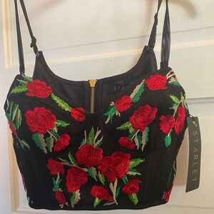 Rose embroidered bustier